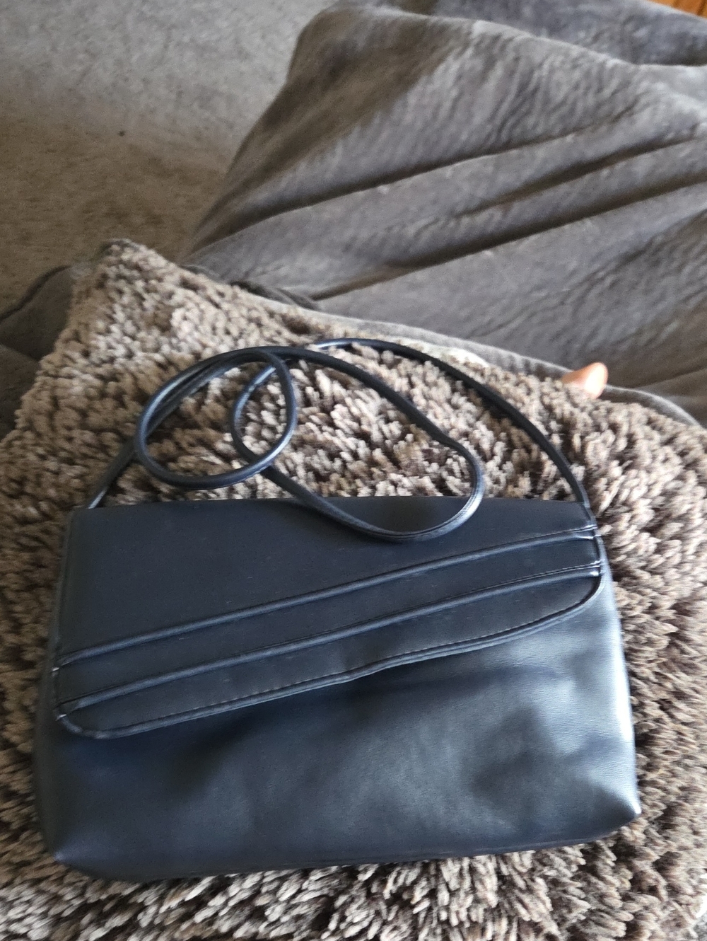 Black Envelope Flap Shoulder Bag Classic Evening Purse